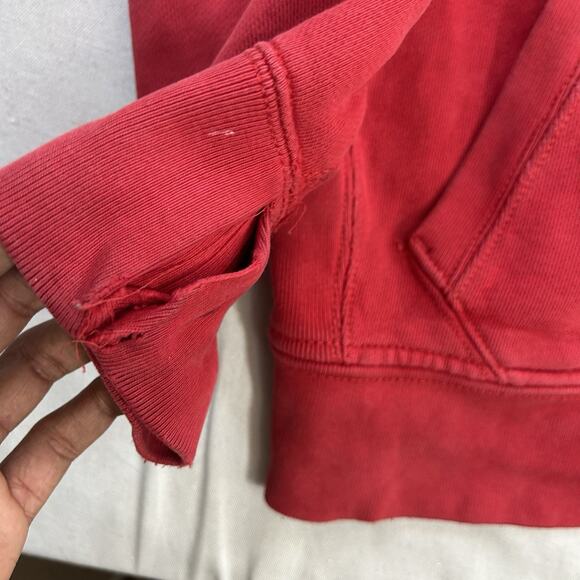 Vintage Polo Ralph Lauren Sweatshirt Hoodie Size Medium Red Full Zip Distress - Picture 3 of 11
